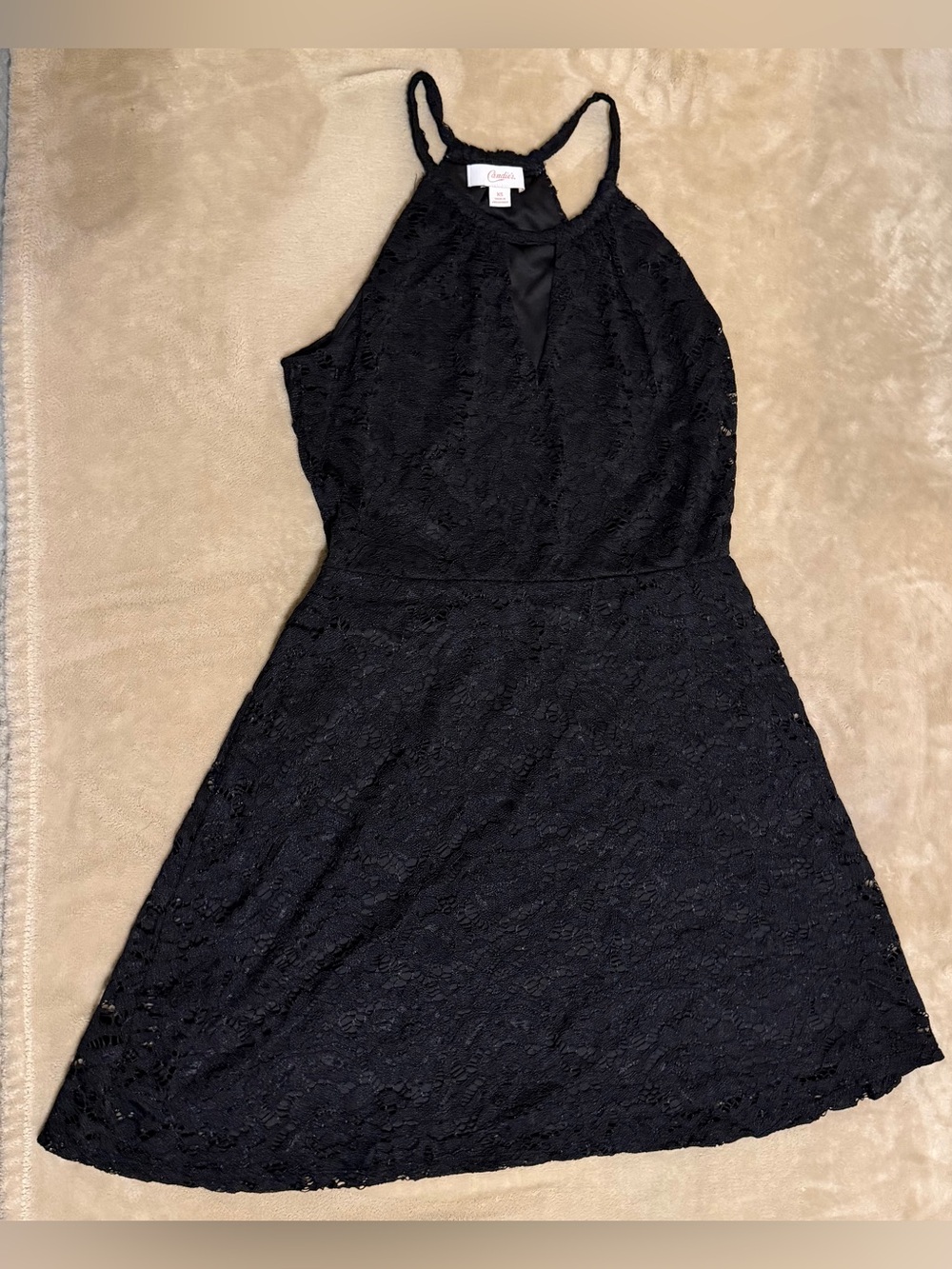 Candie's Black Lace Halter Mini Dress